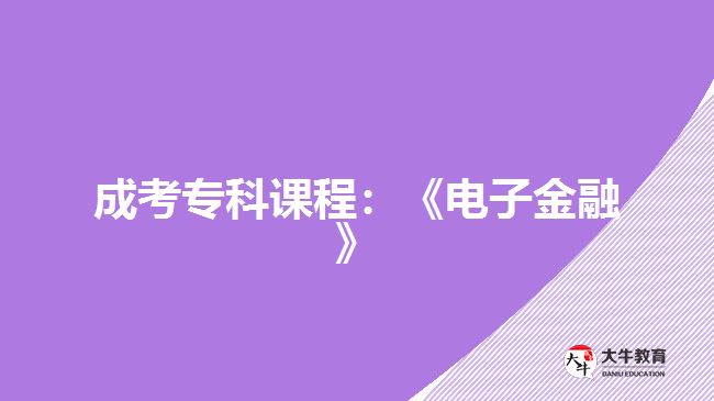成考專(zhuān)科課程：《電子金融》