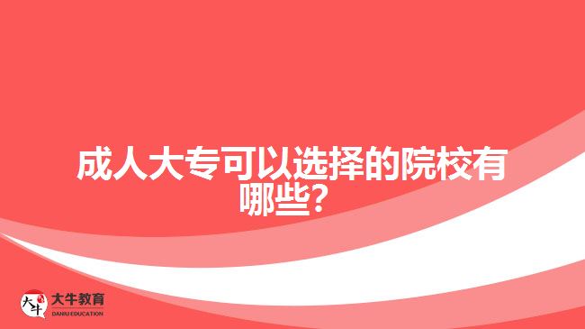 成人大專可以選擇的院校有哪些？