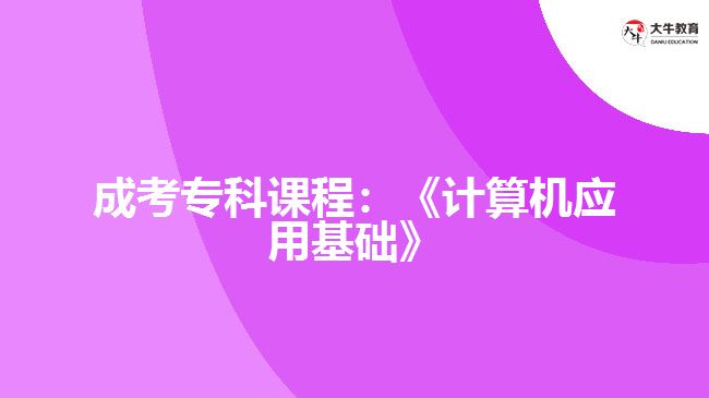 成考專科課程：《計算機應(yīng)用基礎(chǔ)》