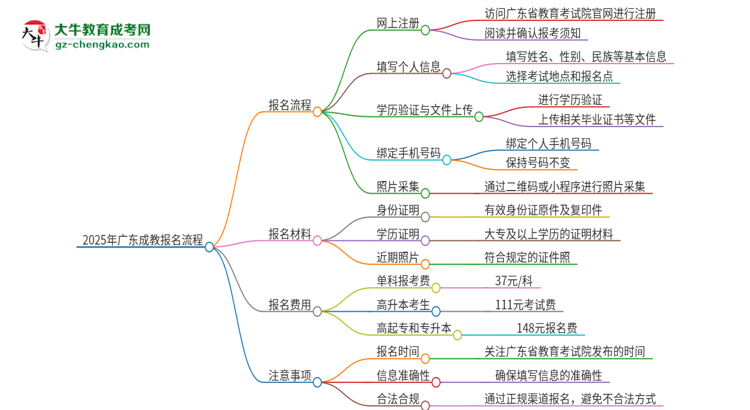 2025年廣東成教怎么報(bào)名？報(bào)名流程是？思維導(dǎo)圖