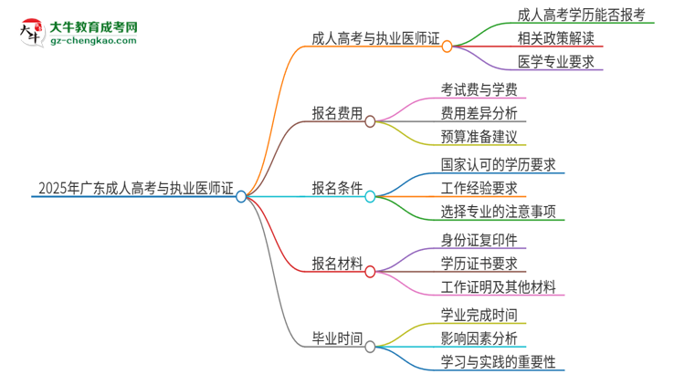2025年廣東技術(shù)師范大學(xué)的成人高考學(xué)歷能報(bào)考執(zhí)業(yè)醫(yī)師證嗎？思維導(dǎo)圖