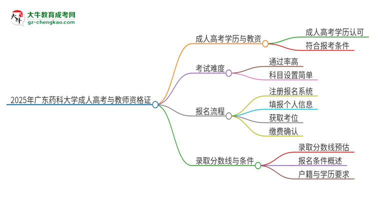 2025年廣東藥科大學成人高考能考教資嗎？思維導圖