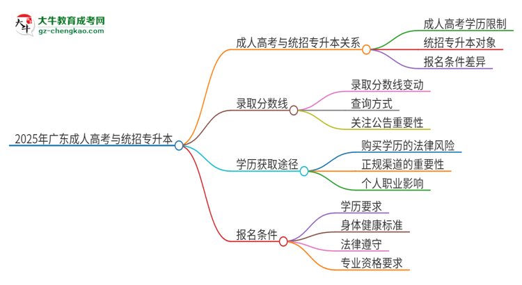 2025年廣東第二師范學(xué)院考完成人高考還能參加統(tǒng)招專升本嗎？思維導(dǎo)圖