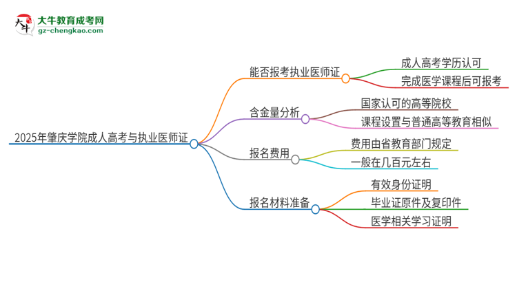 2025年肇慶學(xué)院的成人高考學(xué)歷能報(bào)考執(zhí)業(yè)醫(yī)師證嗎？思維導(dǎo)圖