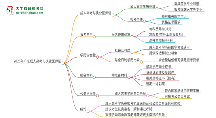 2025年廣東第二師范學(xué)院的成人高考學(xué)歷能報考執(zhí)業(yè)醫(yī)師證嗎？思維導(dǎo)圖