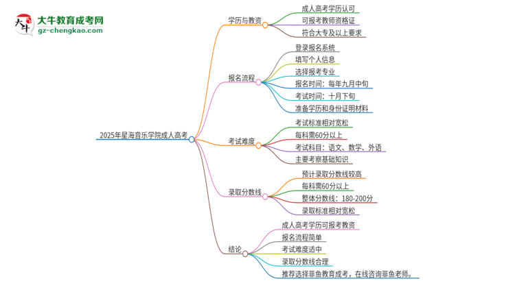 2025年星海音樂學(xué)院成人高考能考教資嗎？思維導(dǎo)圖