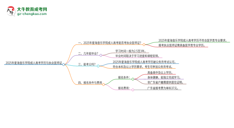 2025年星海音樂學(xué)院的成人高考學(xué)歷能報考執(zhí)業(yè)醫(yī)師證嗎？思維導(dǎo)圖