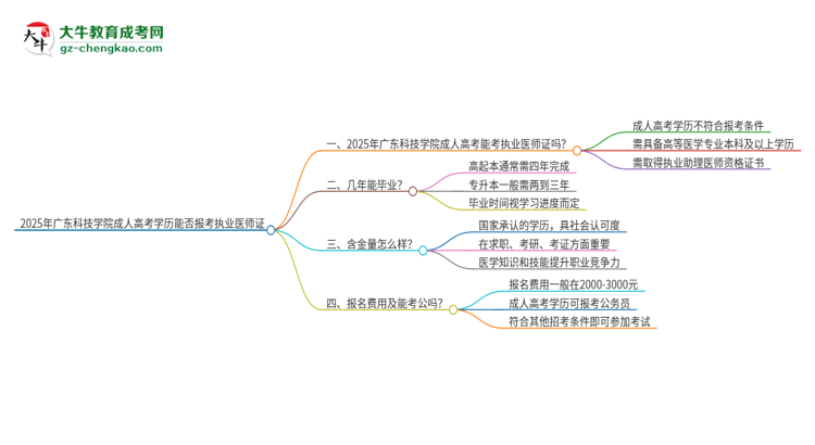 2025年廣東科技學(xué)院的成人高考學(xué)歷能報(bào)考執(zhí)業(yè)醫(yī)師證嗎？思維導(dǎo)圖