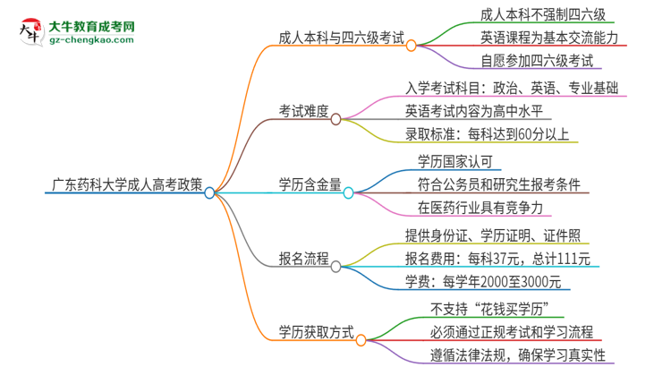 廣東藥科大學(xué)2025年成人本科學(xué)生能參加四六級考試嗎？思維導(dǎo)圖
