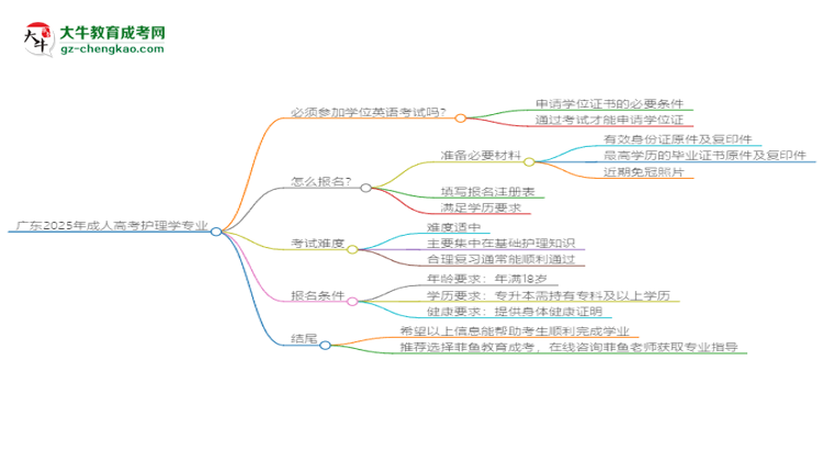 廣東2025年成人高考護理學(xué)專業(yè)生可不可以考四六級？思維導(dǎo)圖