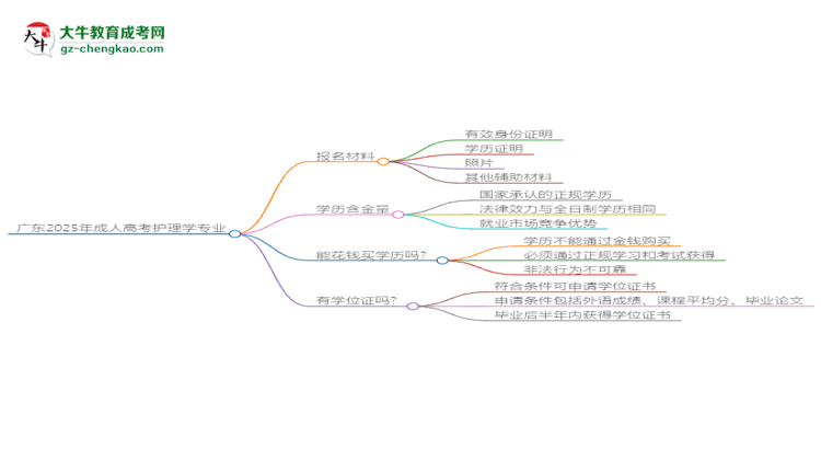 廣東2025年成人高考護(hù)理學(xué)專業(yè)學(xué)歷能考公嗎？思維導(dǎo)圖