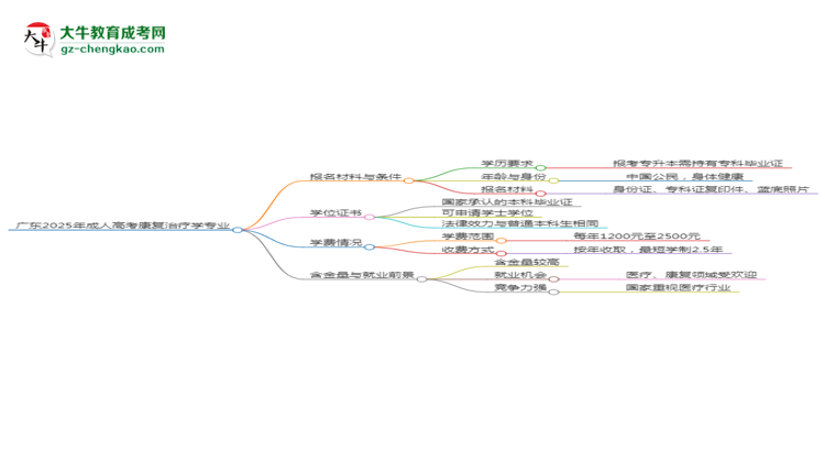 廣東2025年成人高考康復(fù)治療學(xué)專(zhuān)業(yè)學(xué)歷能考公嗎？思維導(dǎo)圖