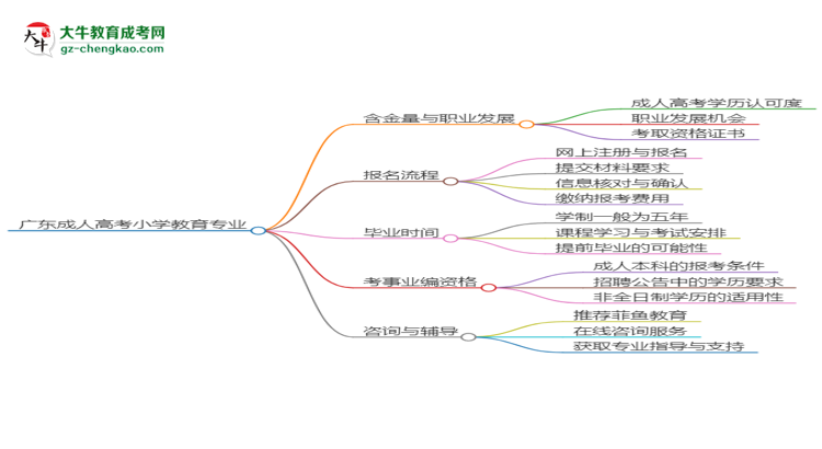 廣東成人高考小學(xué)教育專業(yè)2025年要考學(xué)位英語嗎？思維導(dǎo)圖