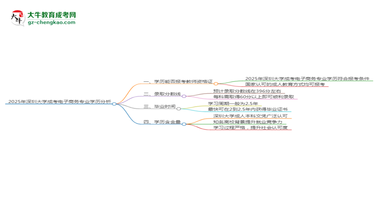 2025年深圳大學(xué)成考電子商務(wù)專業(yè)學(xué)歷能報(bào)考教資嗎？思維導(dǎo)圖