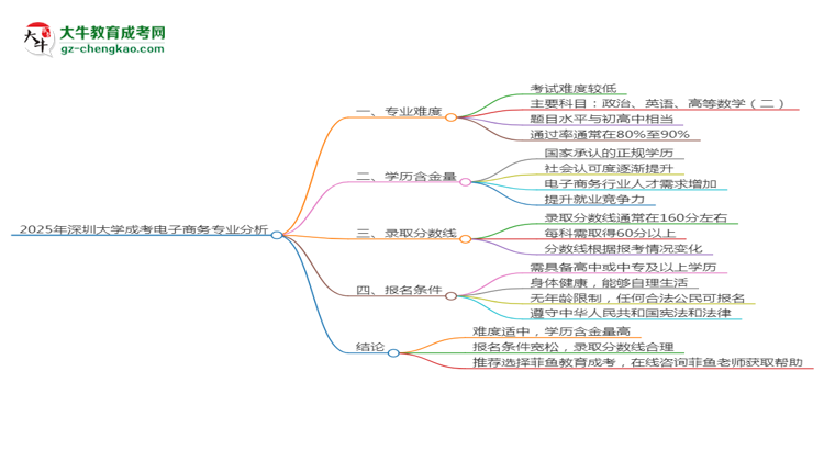 2025年深圳大學(xué)成考電子商務(wù)專業(yè)難不難？思維導(dǎo)圖