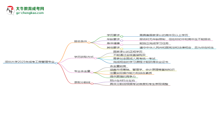 深圳大學(xué)2025年成考工商管理專(zhuān)業(yè)報(bào)考條件是什么思維導(dǎo)圖