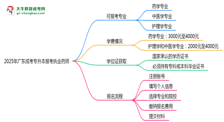 2025年廣東成考專升本哪些專業(yè)可報(bào)考執(zhí)業(yè)藥師？思維導(dǎo)圖