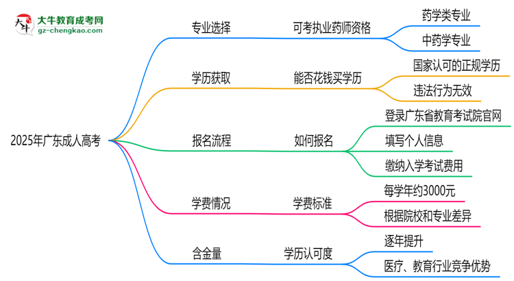 2025年廣東成人高考哪些專業(yè)可考執(zhí)業(yè)藥師資格？思維導(dǎo)圖