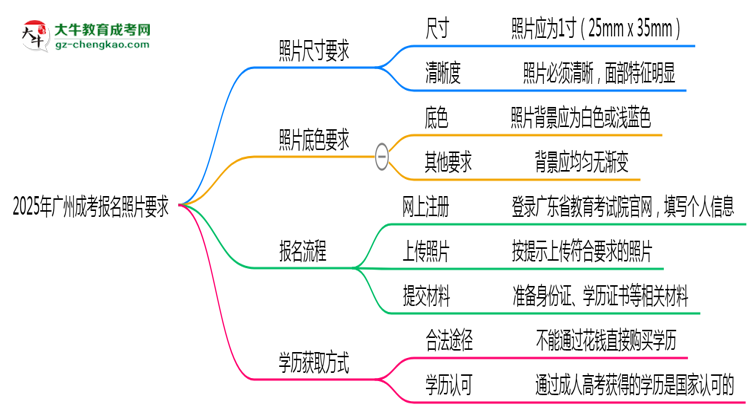 2025年廣州成考報(bào)名照片要求：尺寸+底色