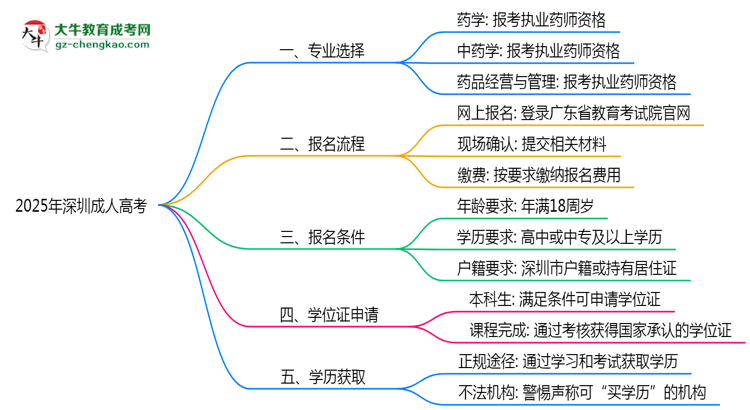 2025年深圳成人高考哪些專(zhuān)業(yè)可考執(zhí)業(yè)藥師資格？思維導(dǎo)圖