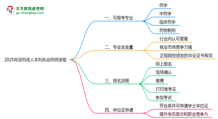 2025年深圳成人本科哪些專業(yè)可考執(zhí)業(yè)藥師資格？思維導圖