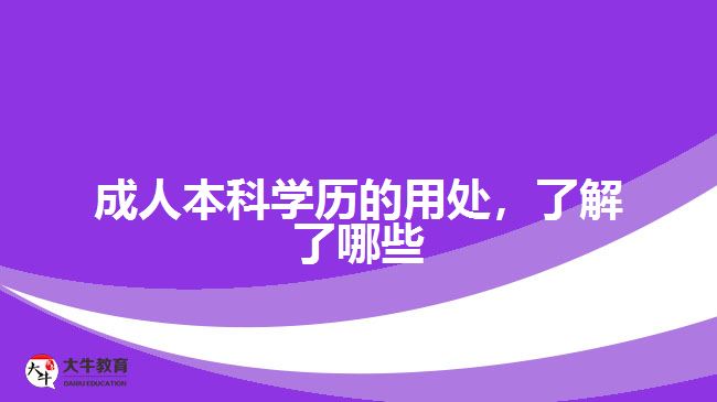 成人本科學(xué)歷的用處，了解了哪些