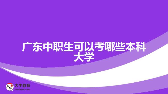 廣東中職生可以考哪些本科大學