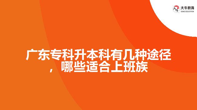 廣東?？粕究朴袔追N途徑，哪些適合上班族