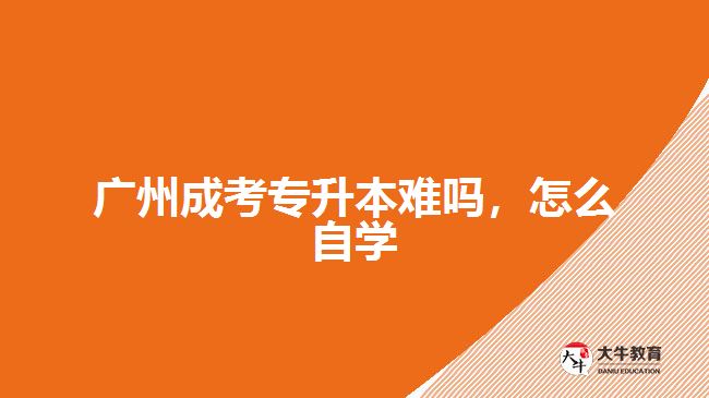 廣州成考專升本難嗎，怎么自學(xué)