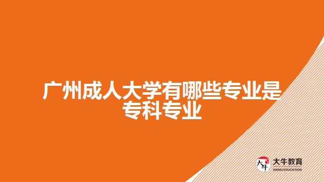 廣州成人大學(xué)有哪些專業(yè)是?？茖I(yè)