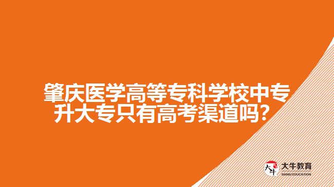 肇慶醫(yī)學(xué)高等專(zhuān)科學(xué)校中專(zhuān)升大專(zhuān)只有高考渠道嗎？