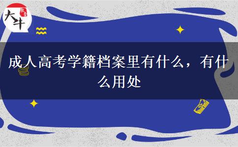 成人高考學(xué)籍檔案里有什么，有什么用處