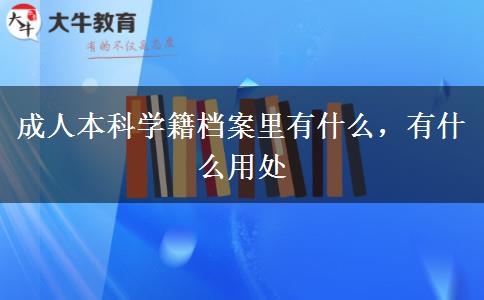 成人本科學(xué)籍檔案里有什么，有什么用處