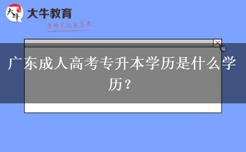 廣東成人高考專升本學歷是什么學歷？