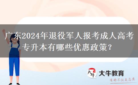 廣東2024年退役軍人報(bào)考成人高考專升本有哪些優(yōu)惠政策？
