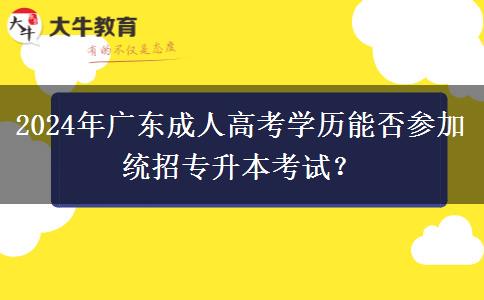 2024年廣東成人高考學(xué)歷能否參加統(tǒng)招專升本考試？