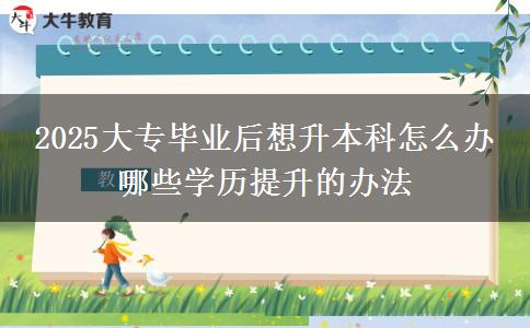 2025大專畢業(yè)后想升本科怎么辦 哪些學歷提升的辦法