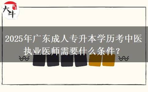 2025年廣東成人專升本學(xué)歷考中醫(yī)執(zhí)業(yè)醫(yī)師需要什么條件？