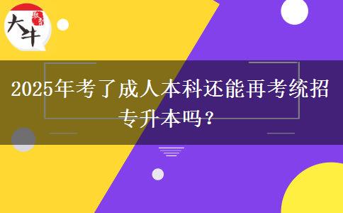 2025年考了成人本科還能再考統(tǒng)招專升本嗎？