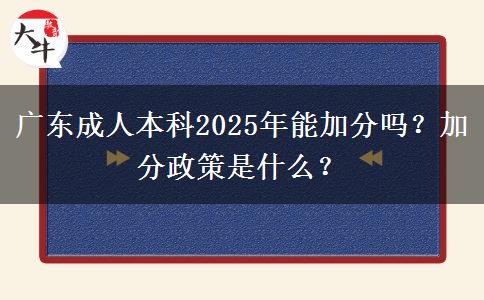 廣東成人本科2025年能加分嗎？加分政策是什么？