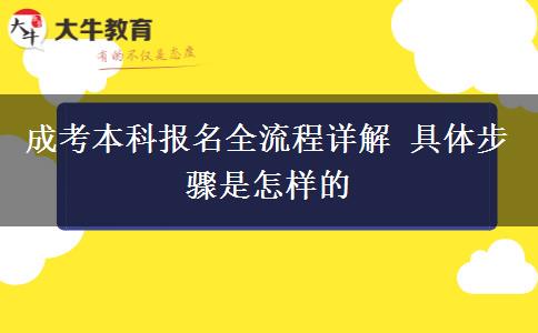 成考本科報(bào)名全流程詳解 具體步驟是怎樣的