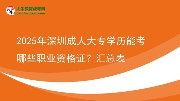 2025年深圳成人大專學(xué)歷能考哪些職業(yè)資格證？匯總表圖片