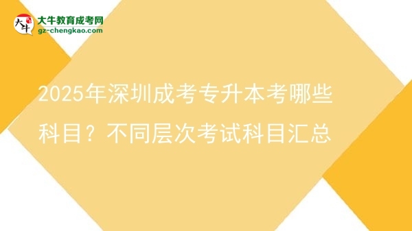 2025年深圳成考專升本考哪些科目？不同層次考試科目匯總圖片