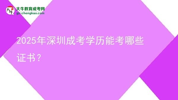 【答疑】2025年深圳成考學(xué)歷能考哪些證書？
