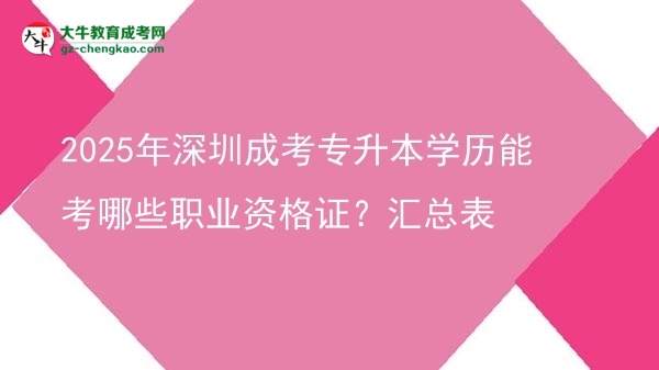 2025年深圳成考專升本學(xué)歷能考哪些職業(yè)資格證？匯總表圖片